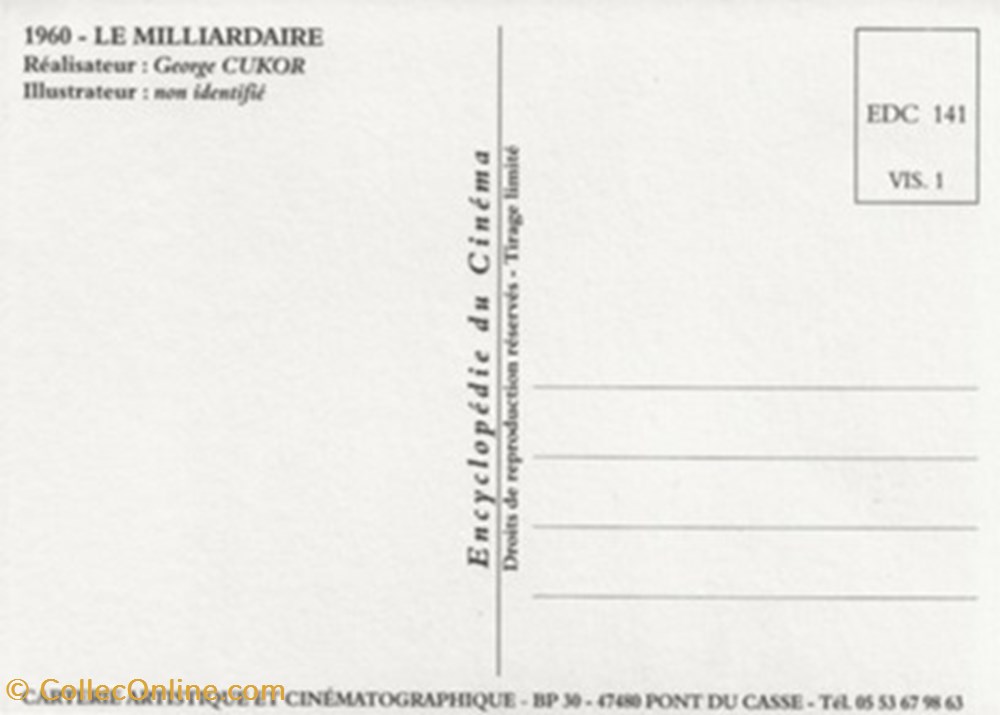 Le milliardaire 2 cartes postales autres le milliardaire