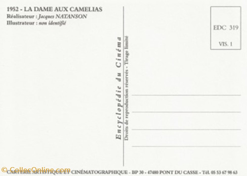 La dame aux camélias cartes postales autres la dame aux camelias