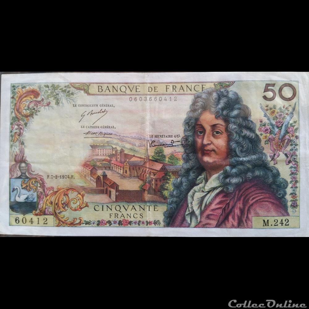 Cinquante Francs 7-2-1974 billet france angola cinquante francs 7 2 1974