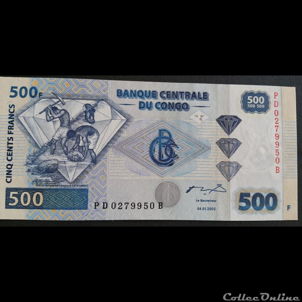 billet afrique republique du congo 500 francs 04 01 2002