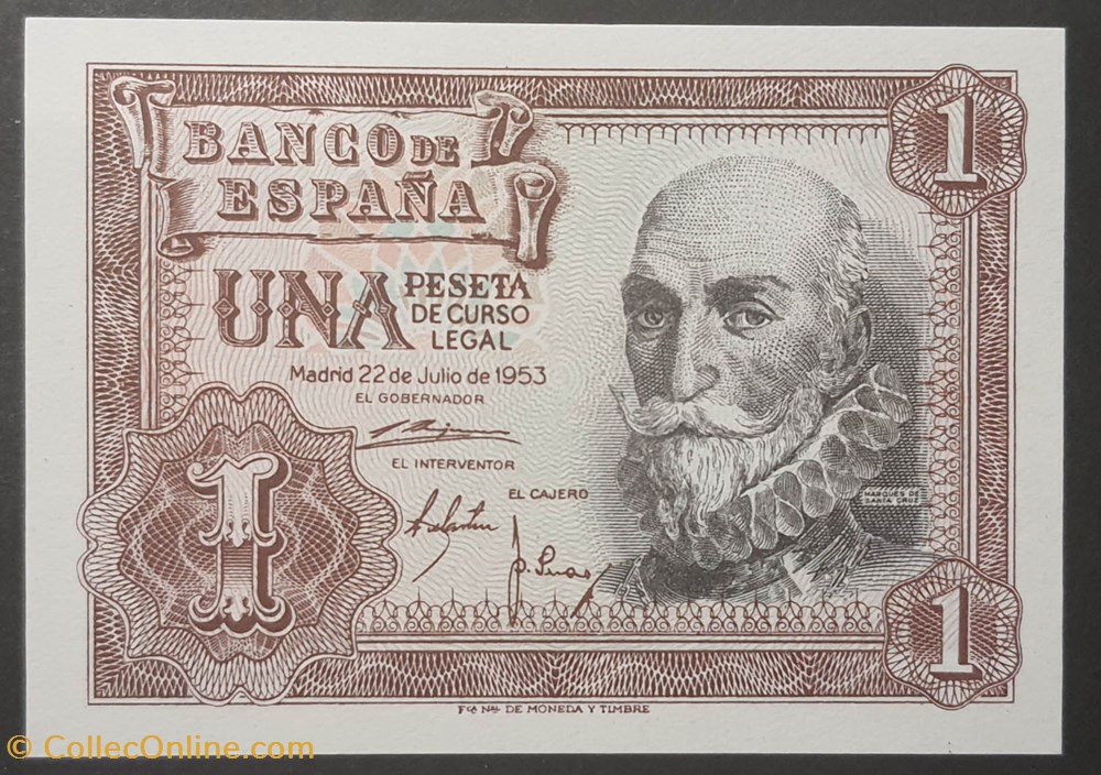 1 Pesetas 1953 billets europe espagne 1 pesetas 1953