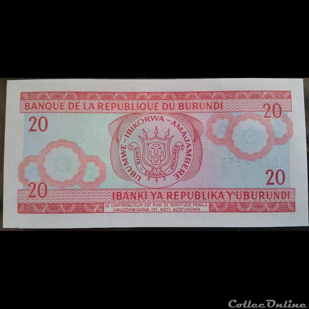 20 Francs 01-08-2001 billet afrique burundi 20 francs 01 08 2001