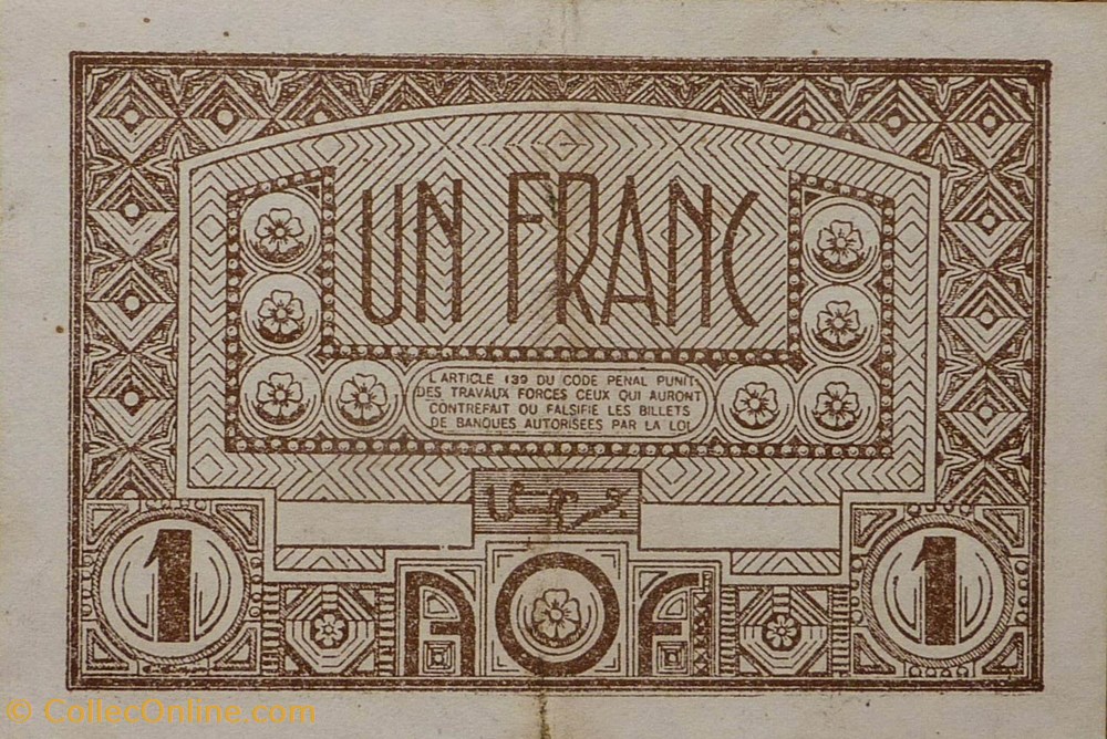 billets afrique occidentale francaise billet de 1 franc non date 1944