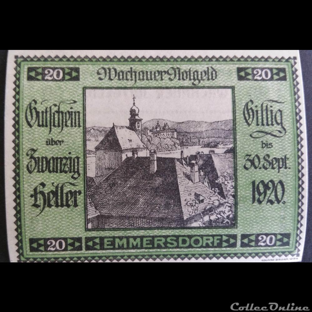 20 Heller Emmersdof billet europe autriche 20 heller emmersdof