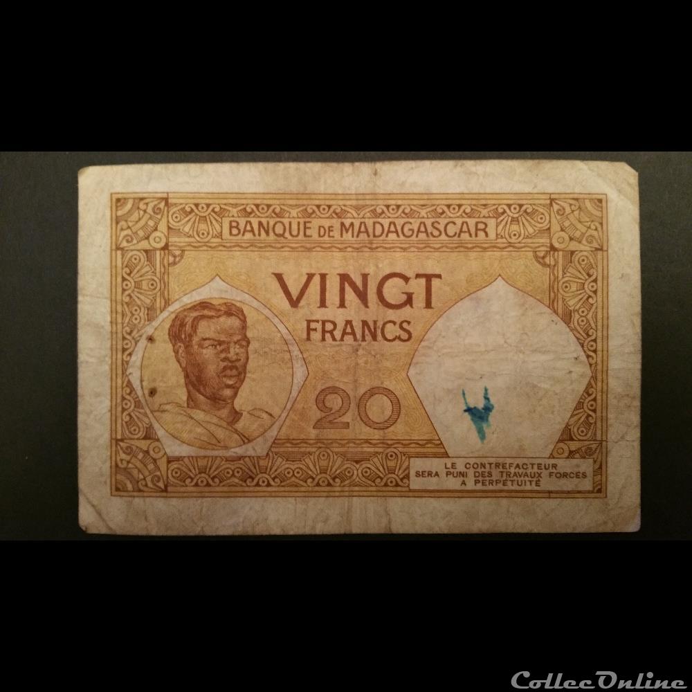 20 Francs Malgache 1927 billets afrique madagascar 20 francs malgache 1927