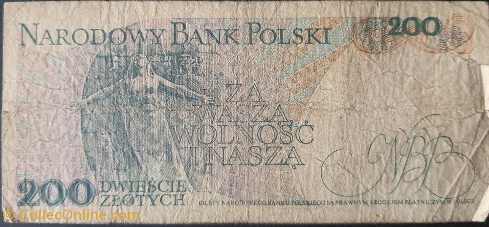 200 Zlotych 01-06-1982 billets europe pologne 200 zlotych 01 06 1982