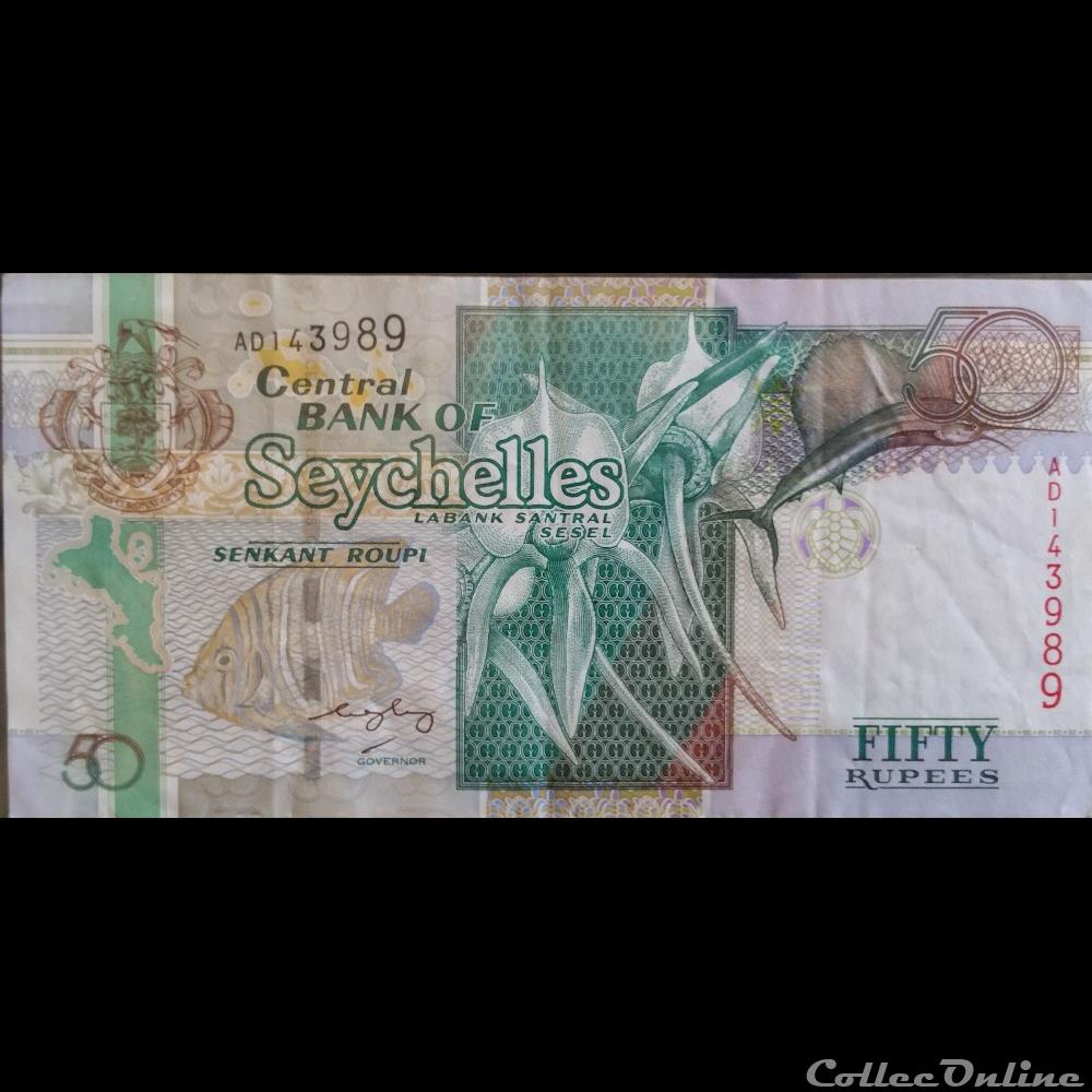 50 Rupees billets afrique seychelles 50 rupees