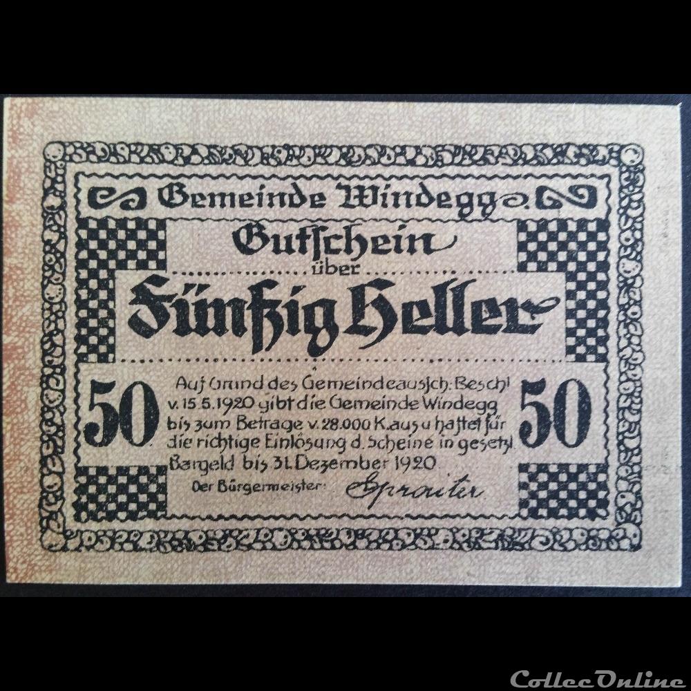 50 Heller dec 1920 billet europe autriche 50 heller dec 1920