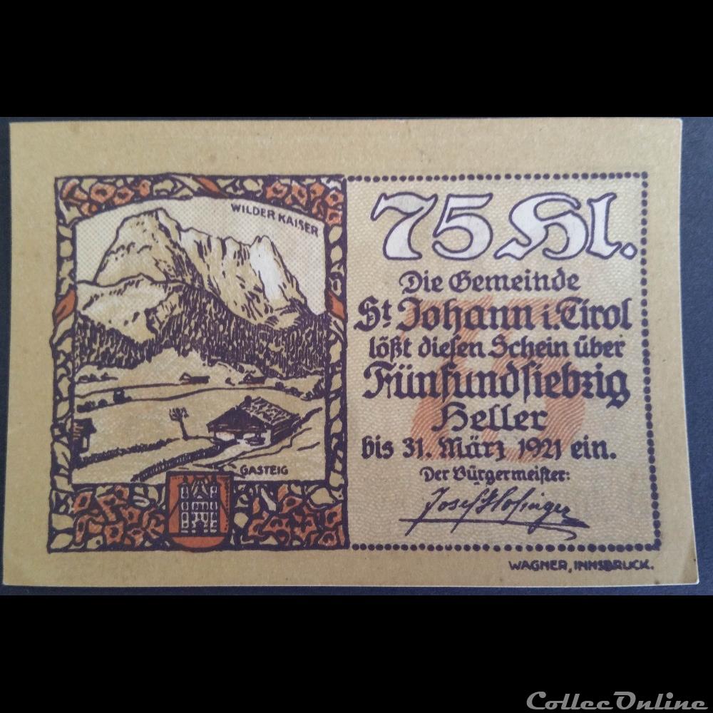 75 Heller 31-03-1921 billet europe autriche 75 heller 31 03 1921