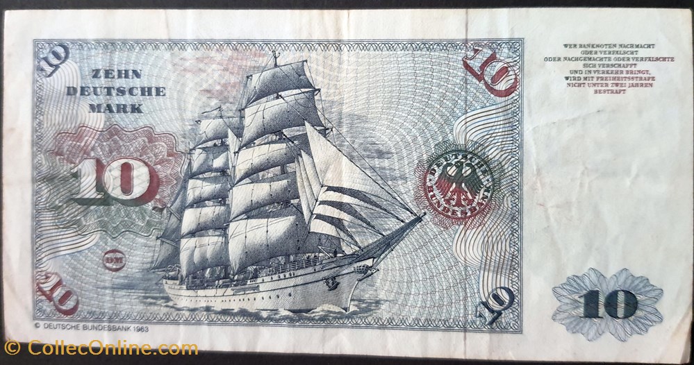 10 Deutsche Mark 1980 billets europe allemagne 10 deutsche mark 1980