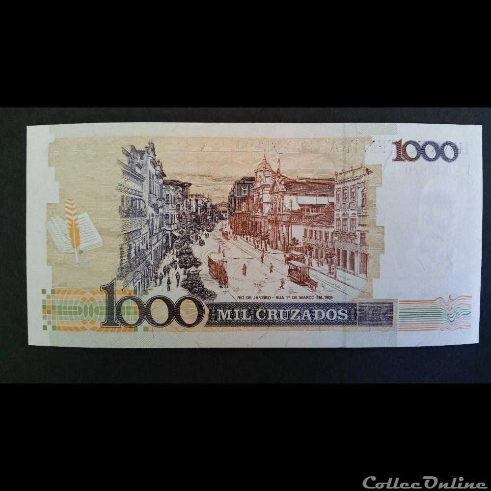 billet amerique du sud bresil 1 cruzado novo on 1000 cruzados 1989
