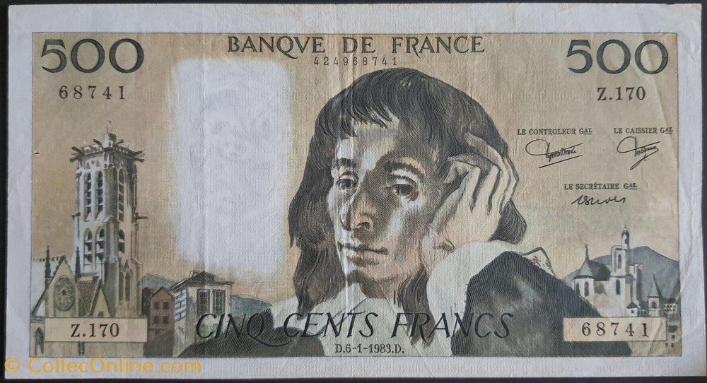 billets europe france cinq cents francs pascal 6 1 1983