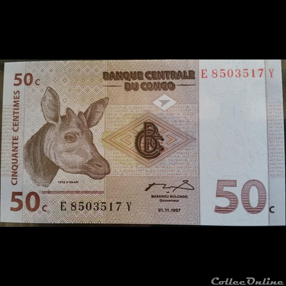 50 Centimes 01-11-1997 billet afrique republique du congo 50 centimes 01 11 1997