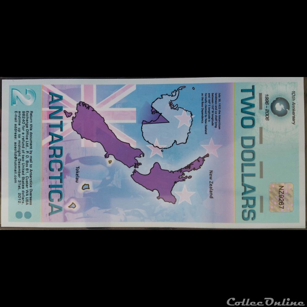 billet amerique du sud argentine 2 dollars antarctica 2007
