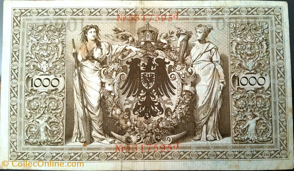 1000 Marks 1910 Rouge billets europe allemagne 1000 marks 1910 rouge