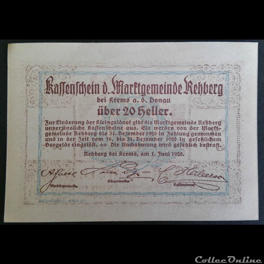 20 Heller 1-06-1920 billet europe autriche 20 heller 1 06 1920