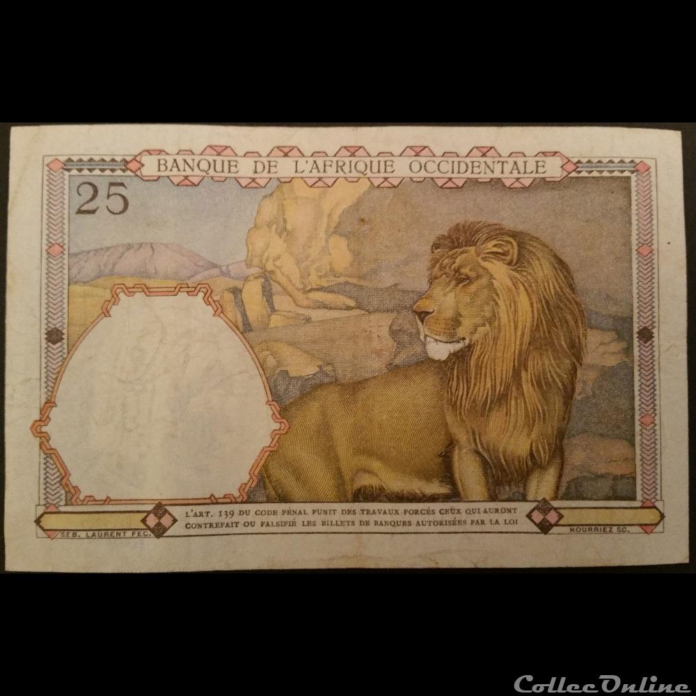 Vingt-Cinq Francs 9-3-1939 billets afrique vingt cinq francs 9 3 1939