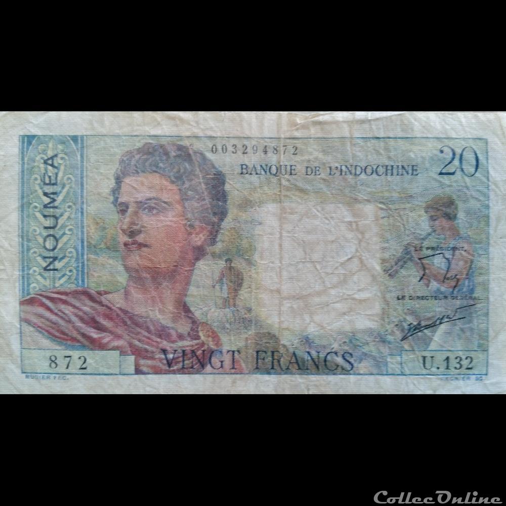 billets europe france 20 francs noumea banque de indochine