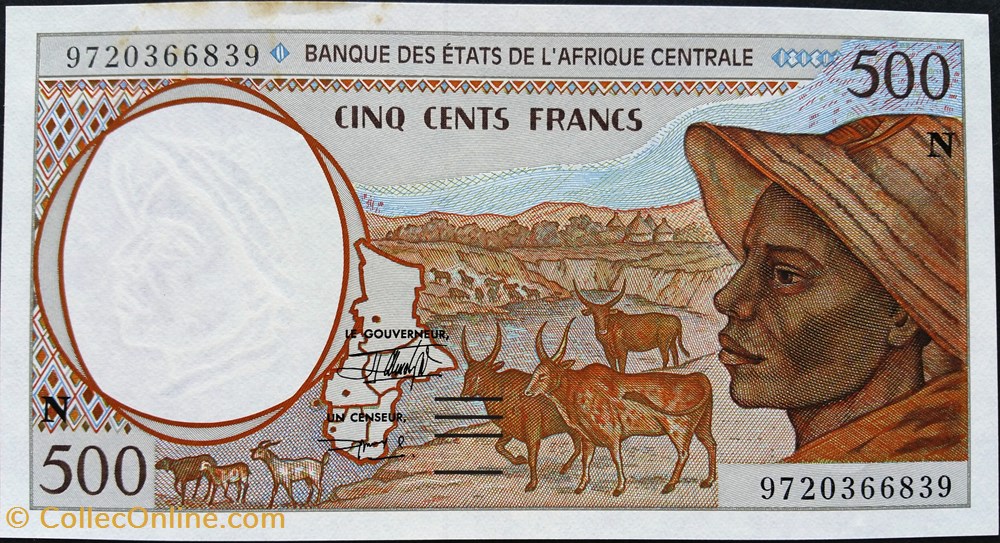 500 Francs République Centrafricaine 1997 billets afrique 500 francs republique centrafricaine 1997