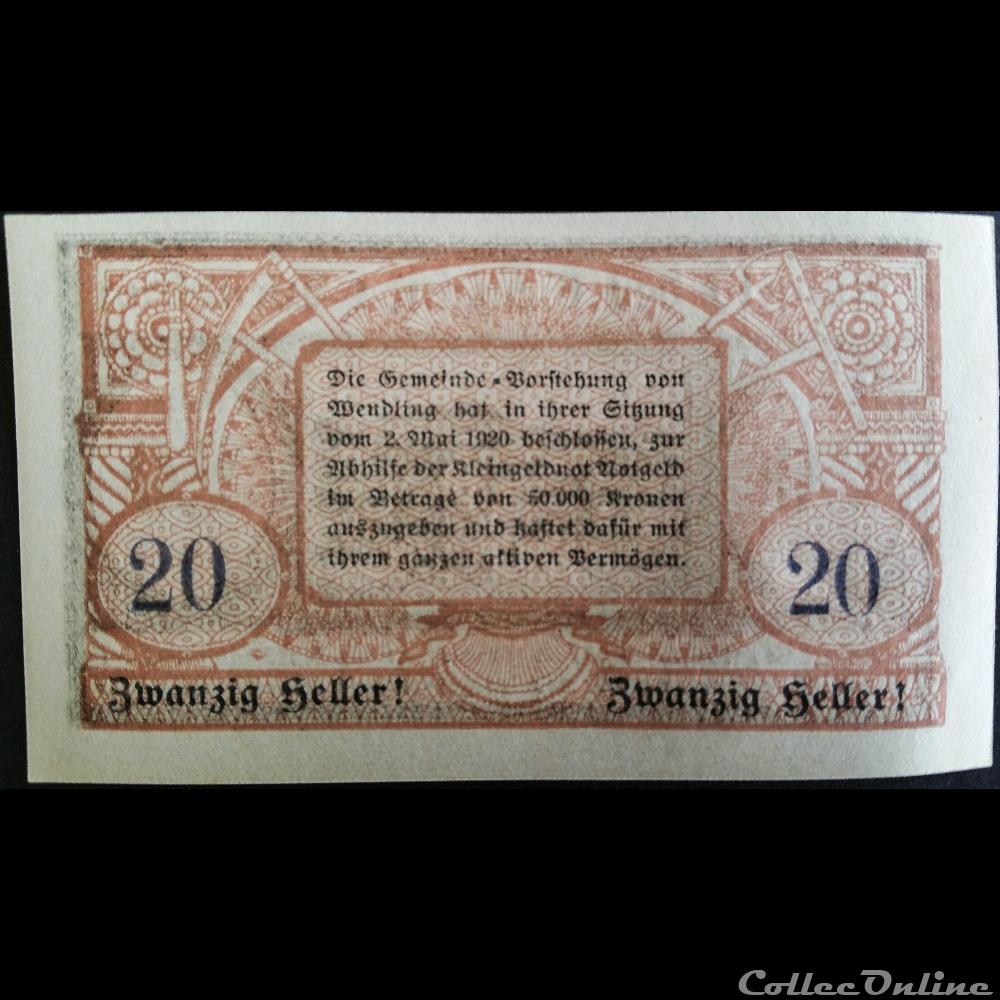 20 Heller 2-5-1920 billet europe autriche 20 heller 2 5 1920