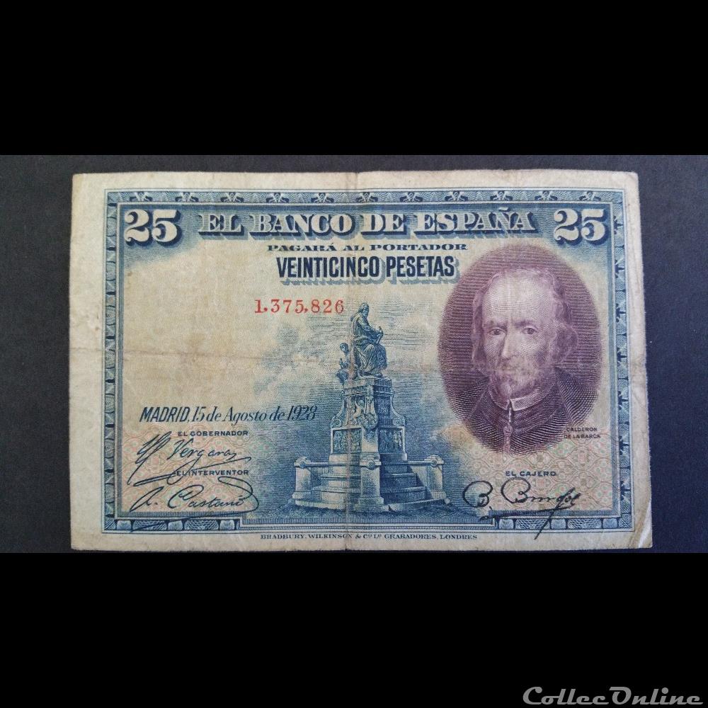 billet espagne republique du congo 25 pesetas 1928