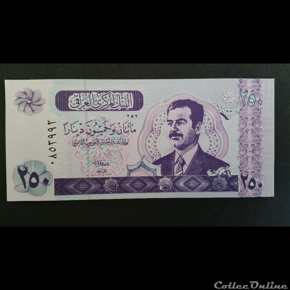 250 Dinars Irakien 2002 billet asie 250 dinars irakien 2002