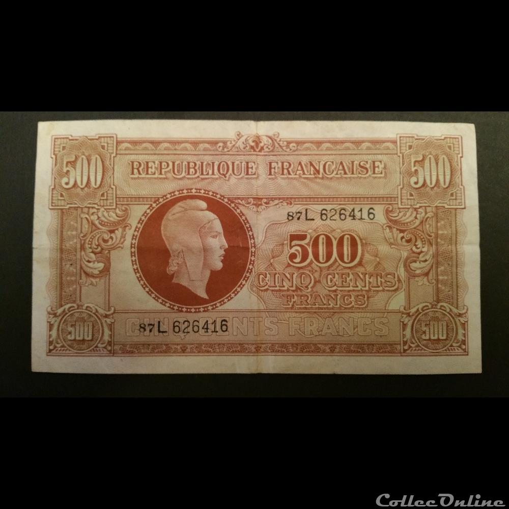 billets europe france cinq cents francs 1945 imprime en angleterre