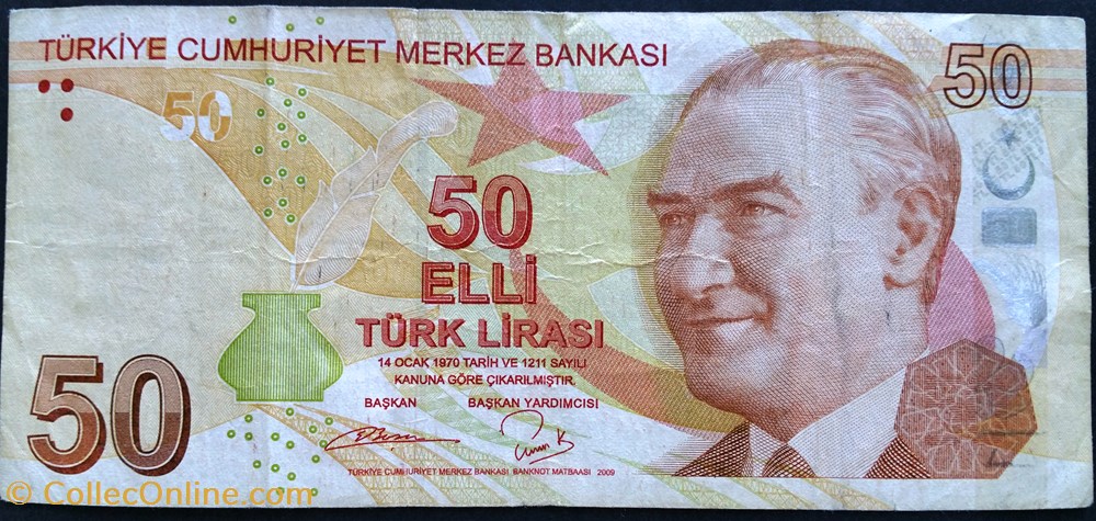 billets asie turquie 50 turk liras 2009