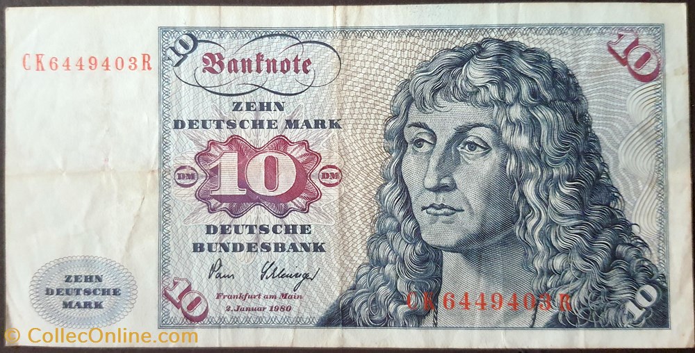 10 Deutsche Mark 1980 billets europe allemagne 10 deutsche mark 1980