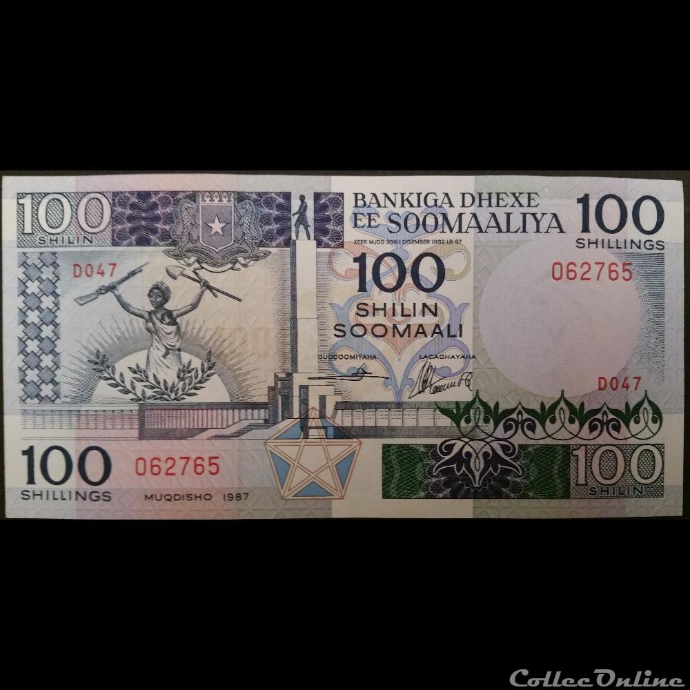 100 Shillings 1987 billets afrique somalie 100 shillings 1987