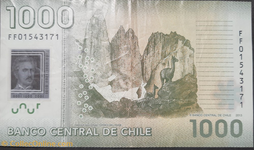 1000 Pesos 2013 polymère billets amerique du sud chili 1000 pesos 2013 polymere