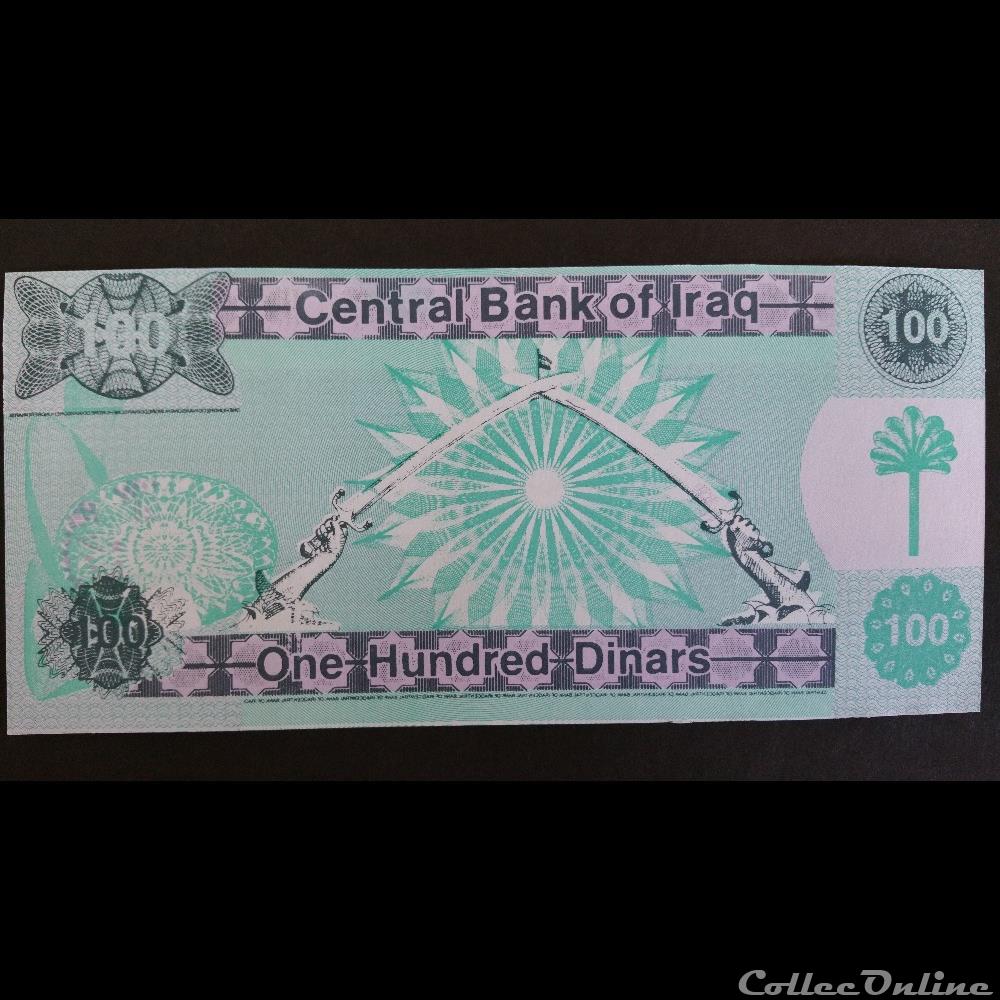 100 Dinar Irakien 1991 billet asie 100 dinar irakien 1991