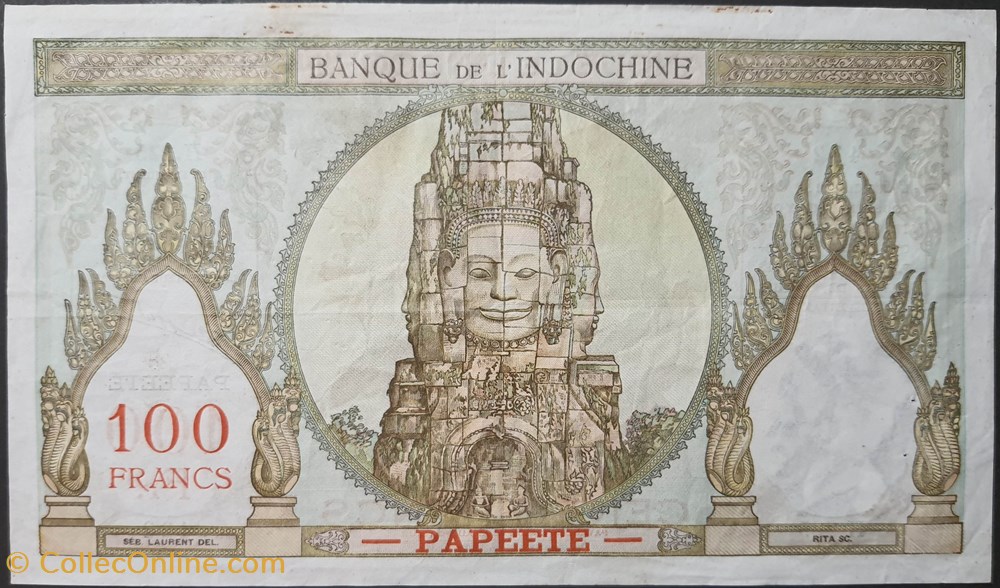 100 francs Papeete 1963-1965 billets asie 100 francs papeete 1963 1965