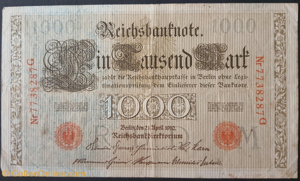 1000 Mark 1910 billets europe allemagne 1000 mark 1910
