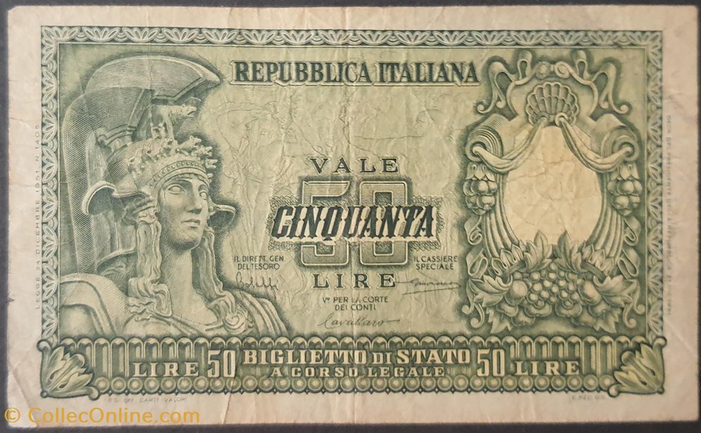 billets europe italie 50 lire 1951