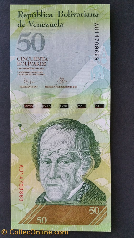 billets amerique du sud venezuela 50 bolivars 2015 simon rodriguez