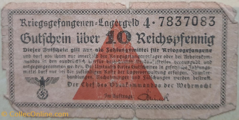 10 Reichspfennig 1939-1945 Serie 4 billets europe allemagne 10 reichspfennig 1939 1945 serie 4