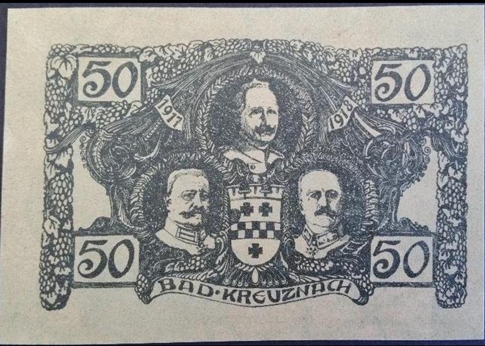 Bad Kreuznach 50 Pf 1917/1918 billets europe allemagne bad kreuznach 50 pf 1917 1918