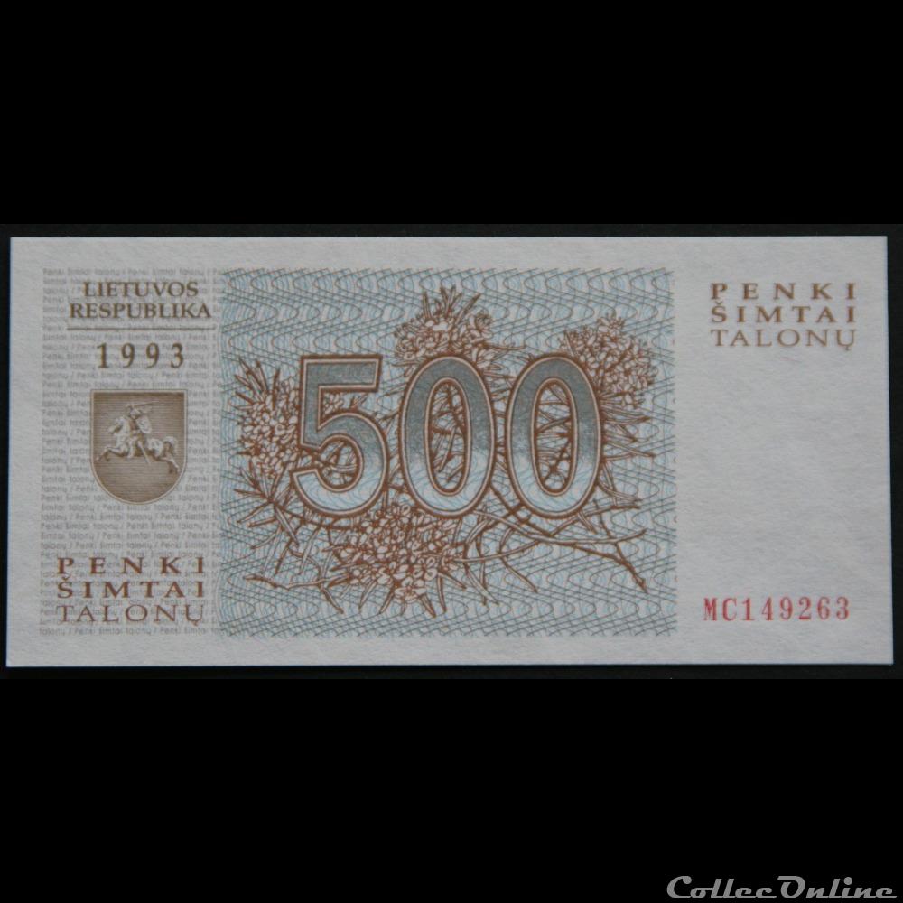 billets europe lituanie 500 talonas 1993