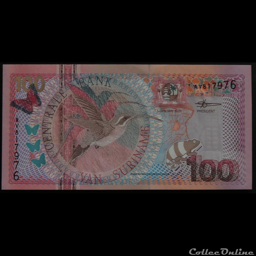 100 Gulden Suriname 2000 billets amerique du sud 100 gulden suriname 2000