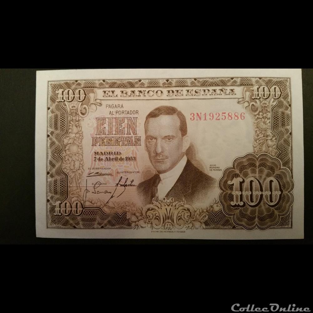 billet espagne kirghizistan 100 pesetas 1953