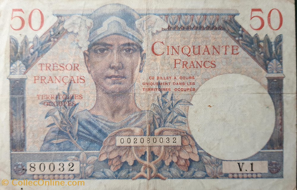 billets europe france cinquante francs tresor francais 1947