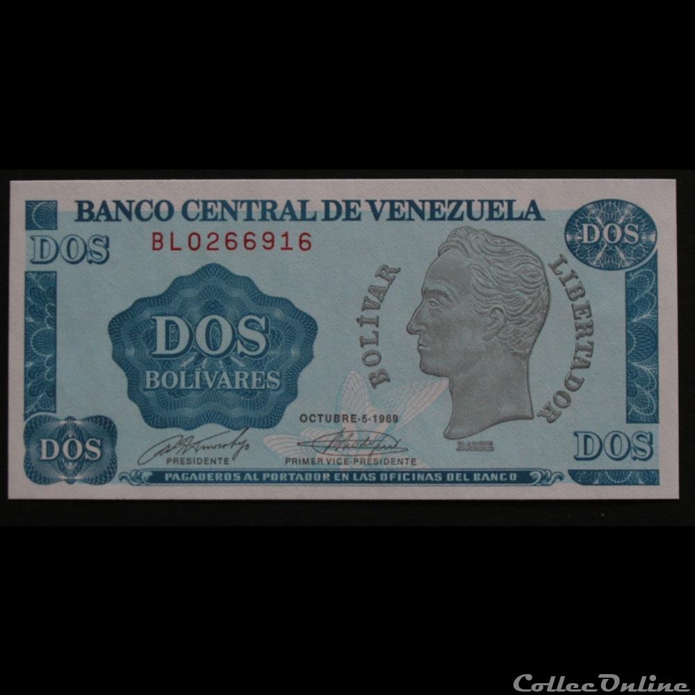 billets amerique du sud venezuela 2 bolivars 1989