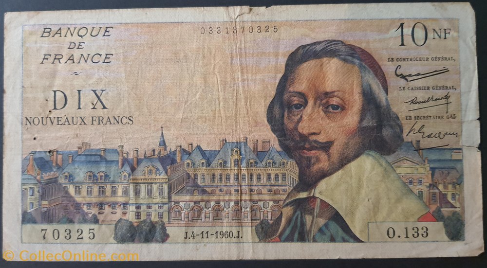 billets europe france dix nouveaux francs 4 11 1960