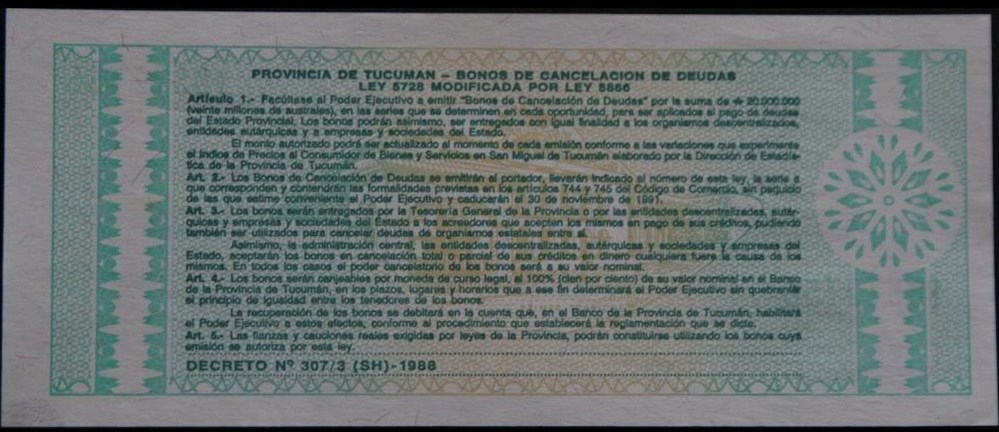 Argentine 1 Austral 1991 (Tucuman) billets amerique du sud argentine 1 austral 1991 tucuman