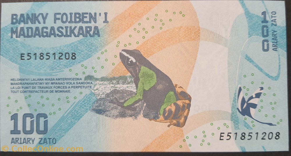 billets afrique madagascar 100 ariary 2017