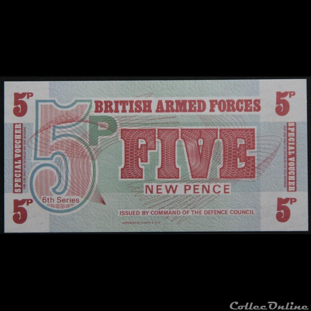 5 Pence British Armed Forces 6émé seri billet royaume uni bresil 5 pence british armed forces 6eme seri