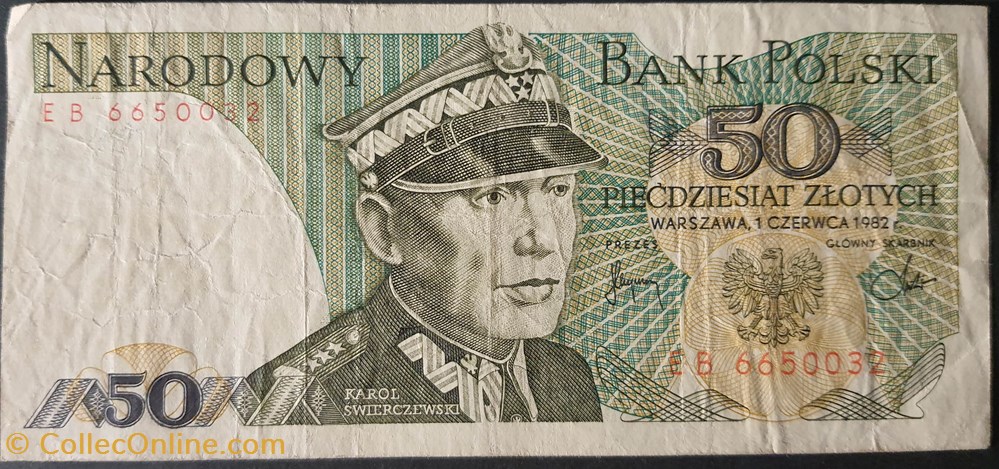 50 Zlotych 01-06-1982 billets europe pologne 50 zlotych 01 06 1982