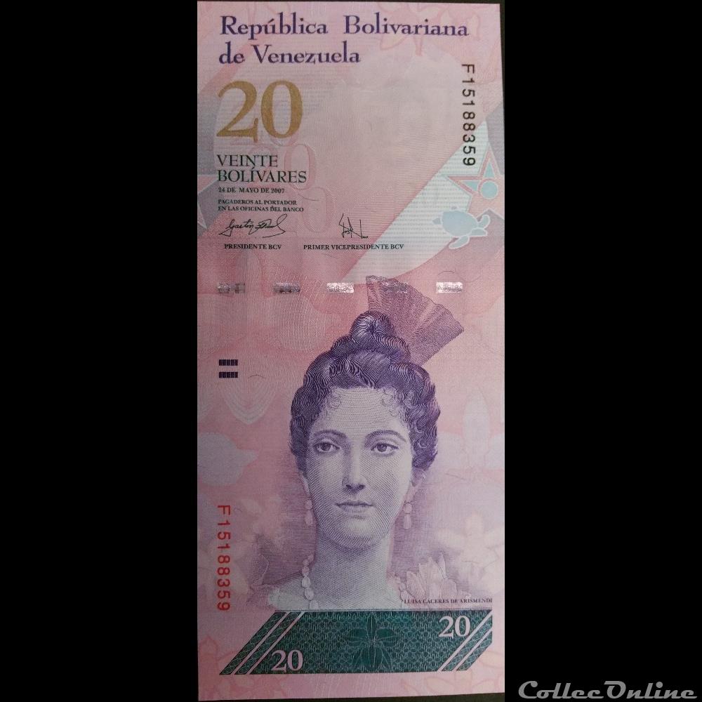 20 Bolivars 2007 billets amerique du sud venezuela 20 bolivars 2007
