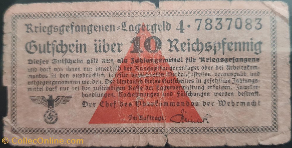 10 Reichsmark 1939-1945 série 4 billets europe allemagne 10 reichsmark 1939 1945 serie 4